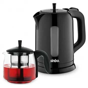 ELEKTRİKLİ CAM DEMLİKLİ PLASTİK ÇAYCI SETİ 1600W 1.7LT - 0.7LT STM-5840 (5124)