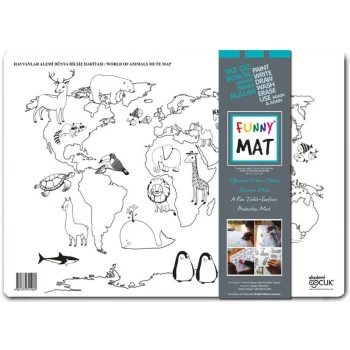 Funny Mat - Hayvanlar Alemi Dünya Dilsiz Haritası - Küçük 33,5x48cm