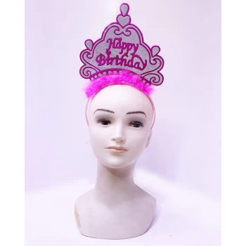Happy Birthday Neon Pembe Renk Doğum Günü Tacı 24x15 cm (5124)