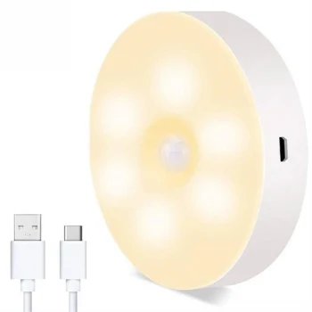 Hareket Sensörlü Usb Şarjlı Spot Lamba Mıknatıslı ve Yapışkanlı Gün Işığı Renk Led (5124)