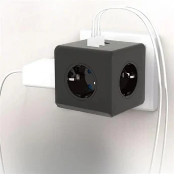 Isıya Dayanıklı Termal Akım Korumalı ve Çocuk Korumalı 3 Priz Girişli 3 USB Girişli Küp Priz (5124)