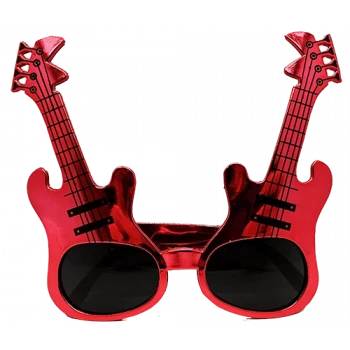 Kırmızı Renk Rockn Roll Gitar Şekilli Parti Gözlüğü 15x15 cm (5124)