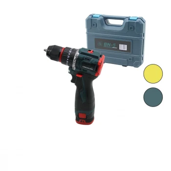 KÖMÜRSÜZ SARI VEYA  MAVİ RENK ŞARJLI DARBELİ MATKAP - UÇ SETİ 1550 RPM24V - 5.0 Ah2-BATARYA (5124)