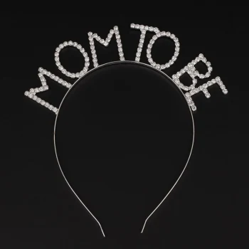 Kristal Taşlı Gümüş Renk Mom to Be Tacı Anne Tacı (5124)