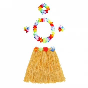 Luau Aloha Hawaii Kolye Etek Taç ve Bileklik Seti Turuncu (5124)