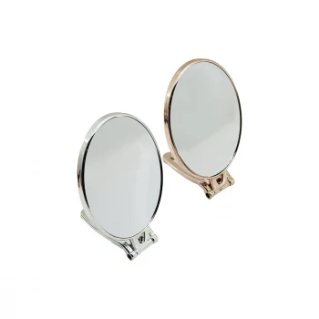 OVAL   6.5 İNÇ=16.5X13CM  MAKYAJ AYNASI  ÇİFT TARAFLI   BRONZ - GÜMÜŞ PLS.ÇERÇEVE   KATLANIR AYAKLI (5124)