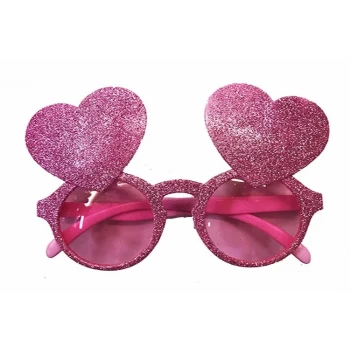 Pembe Renk Sim İşlenmiş Kalp Figürlü Yılbaşı Parti Gözlüğü (5124)