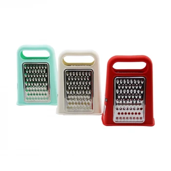 PİRAMİT  METAL MUTFAK RENDESİ ÇİFT YÖNLÜ  RENKLİ PLASTİK ÜSTTEN TUTMALI (5124)