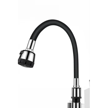 Renkli Silikonlu Oynar Başlıklı 2 Fonksiyonlu Spiral Musluk Başlığı - Siyah (5124)