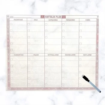 Şeffaf Kendiliğinden Yapışkanlı Kalemli Haftalık Planlayıcı 40cm-50cm (5124)