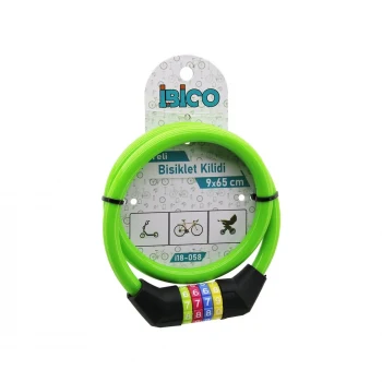 ŞİFRELİ İNCE BİSİKLET KİLİT ÇELİK TEL YEŞİL RENKLİ KILIF 9MMX65CM (5124)