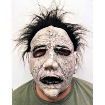 Siyah Saçlı Michael Myers Lateks Yüze Tam Yapışan Et Maske Korku Maskesi (5124)