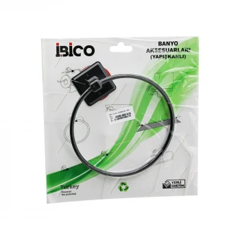 SİYAH   YUVARLAK  METAL  HAVLULUK   YAPIŞKANLI MONTAJ BNY-717 (5124)