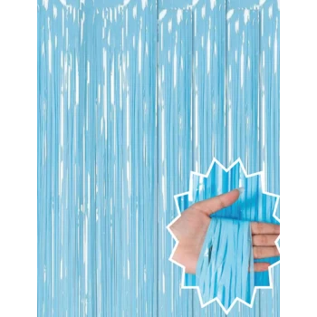 Soft Mavi Püsküllü Kapı Perdesi - Parti, Baby Shower, Sünnet Süsü, Cinsiyet Partisi 1x2 m (5124)