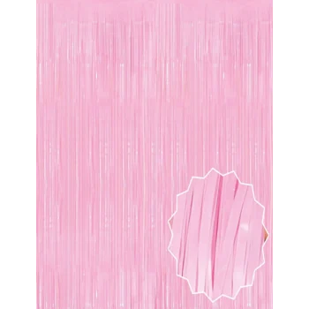 Soft Pembe Püsküllü Kapı Perdesi - Parti, Baby Shower, Cinsiyet Partisi 1x2 m (5124)