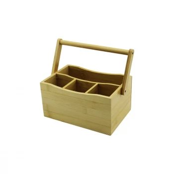 TAŞIMA KULPLU - 3+1 BÖLMELİ   TEZGAH ÜSTÜ  BAMBU - AHŞAP KAŞIKLIK (5124)