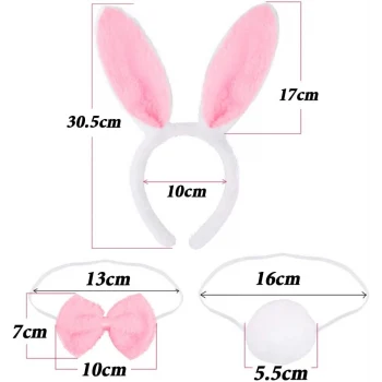 Tavşan Kostüm Seti Taç Papyon Kuyruk Pembe Renk (5124)
