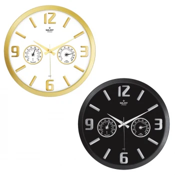 TERMOMETRELİ ISI - NEM ÖLÇER KABARTMA RAKAMLI DUVAR SAATİ (5124)