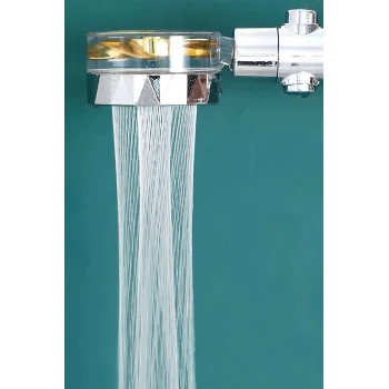 Turbo Duş Başlığı Su Tasarruflu 360 Hareketli Pervaneli Tazyikli Tuşlu Duş Başlığı (5124)