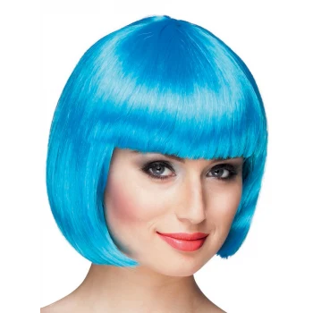 Turkuaz Renk Parti Peruğu Küt Saç (5124)