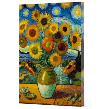 Van Gogh 10 - Ayçiçekleri Çizgili Yan Boyamalı Defter