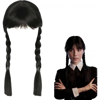 Wednesday Siyah Örgülü Peruk (5124)