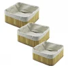 3 BOY KARE BAMBU KENAR ORGANİZER SEPET AHŞAP ALTLIK - BEZLİ 17X17-21X21-26X26CM (5124)