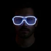 Beyaz Led Işıklı Parti Gözlüğü - Neon Glow Şerit Gözlük 3 Modlu (5124)
