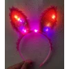 Kenarları Dantelli Fuşya Pullu Payetli Led Işıklı Tavşan Kulak Taç 23x19 cm (5124)