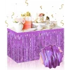 Kendinden Yapışkanlı Mor Metalize Püsküllü Masa Eteği – 75 x 275 cm Parti Süslemesi (5124)