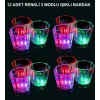 LED Işıklı Eğlence Bardakları - 3 Modlu Renk Değiştiren Bardak 12 Adet (5124)