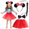 Minnie Mouse Kostüm Seti Etek Taç Kuyruk Papyon Gösteri Seti (5124)