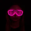 Pembe Led Işıklı Parti Gözlüğü - Neon Glow Şerit Gözlük 3 Modlu (5124)