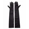 Siyah Renk Dirseğe Kadar Uzun Kumaş Eldiven (5124)