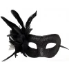 Siyah Renk Metalize Sim Görünümlü Parlak Tüylü Parti Maskesi 22x19 cm (5124)