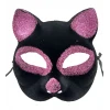 Siyah Renk Pembe Simli Süet Kaplama Kedi Maskesi 18x14 cm (5124)