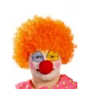Turuncu Renk Kıvırcık Afro Bonus Peruk Takma Saç ve Kırmızı Burun Seti (5124)