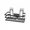 YAPIŞKANLI ASKILI ÇOK AMAÇLI SİYAH KARE BANYO RAF (5124)