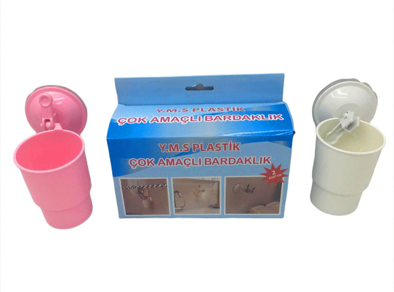 VANTUZLU PLASTİK 2 PARÇA  ÇOK AMAÇLI BARDAKLIK (5124)