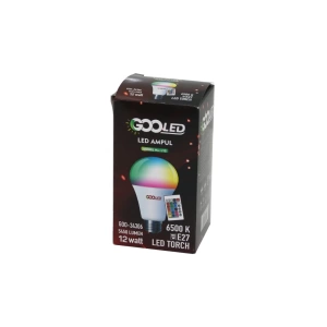 12W KUMANDALI RGB=RENKLİ LED AMPUL E27 5450 LUMEN 6500K 15000 SAAT ÖMÜR (5124)