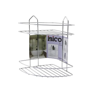 2 KATLI - ÜÇGEN   KROM   METAL  BANYO KÖŞELİK - DUŞKABİN RAF (5124)