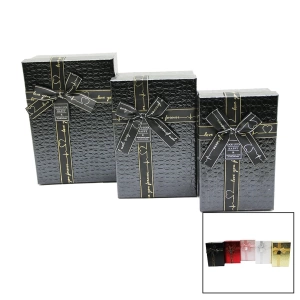 3 LÜ DİKDÖRTGEN DERİ DESENLİ HEDİYE KUTUSU (5124)