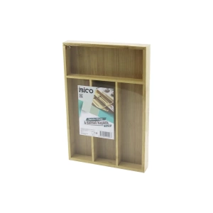 4 BÖLMELİ AHŞAP BAMBU KAŞIKLIK  24X33CM (5124)
