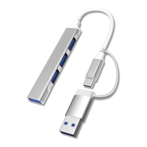 4 Port&apos;lu Bağlantı İstasyonu Ultra İnce USB Bölücü TYPE-C tipi Çoklu Arayüz Adaptörü Multi Usb Çoklayıcı (5124)