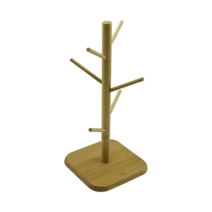 6 KOLLU AHŞAP BAMBU  ORGANİZER ASKILIK  FİNCAN - KUPA BARDAK  KARE TABAN=16CM Y=34.5CM (5124)
