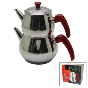 AİLE BÜYÜK BOY KÜRE ÇELİK ÇAYDANLIK SETİ ÜST: 1.2LT - ALT: 2LT (5124)