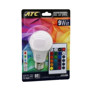 ATC-RGB-9W  KUMANDALI   9W=60W  RGB=16-RENKLİ LED AMPUL E27 800 LÜMEN 6500K 25.000 SAAT ÖMÜR (5124)