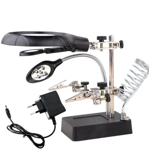 BÜYÜTEÇ MG-16129C MASA ÜSTÜ HAVYA SEHPASI PİLLİ+ADAPTÖRLÜ (4.2V-500MA) (5124)