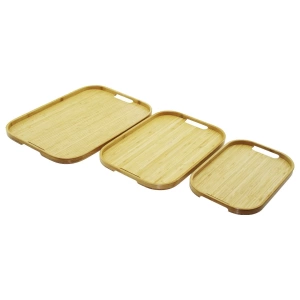 DİKDÖRTGEN - 3 BOY BAMBU AHŞAP TEPSİ SETİ 22X33--28X40--33X45CM (5124)
