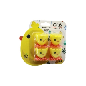 EGG CUP 4PCS YUMURTALIK EMOJİ DESEN - RENKLİ PLASTİK CİVCİV AYAKLI - 1/2 KIRIK YUMURTA KABUK MODEL (5124)